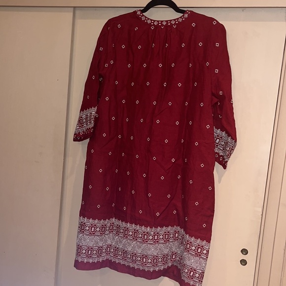 Garnet Hill burgundy sheath dress, embroidered with pockets 100% linen, NWT SZ8 - Picture 10 of 10